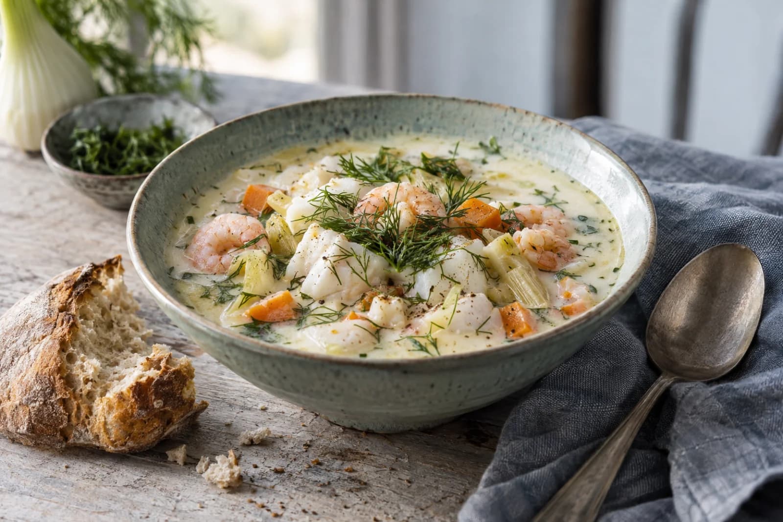 Cremet fiskesuppe med fennikel