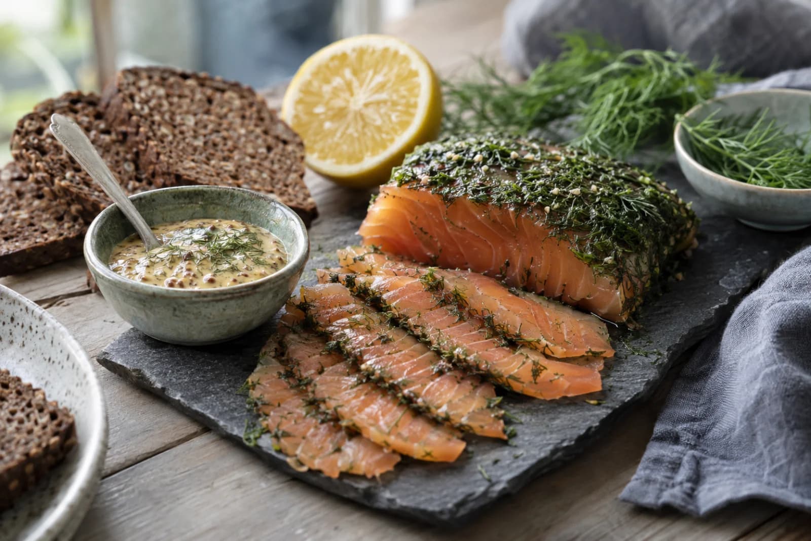 Gravad laks med dild og peber