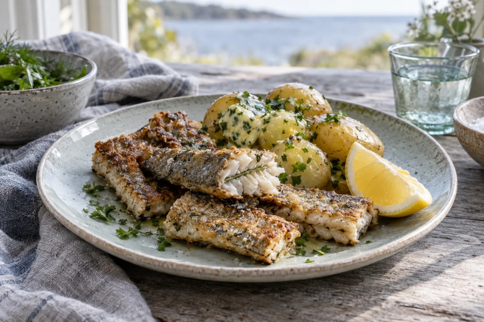 Stegt hornfisk med persillesmør og nye kartofler