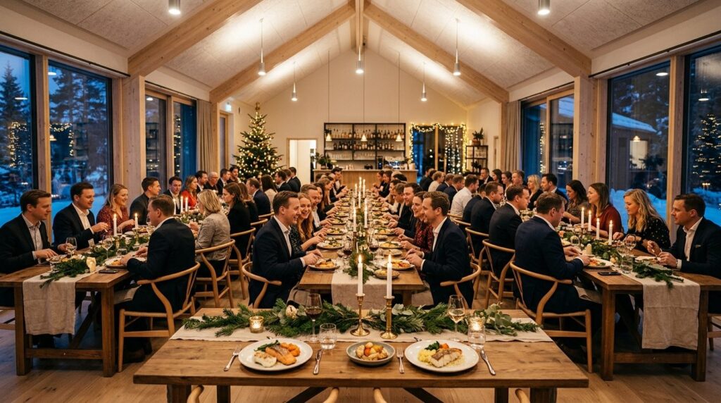 Interior of a modern Nordic-inspired banquet hall with taste